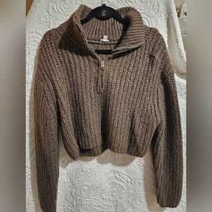 Brown Zip Up Sweater